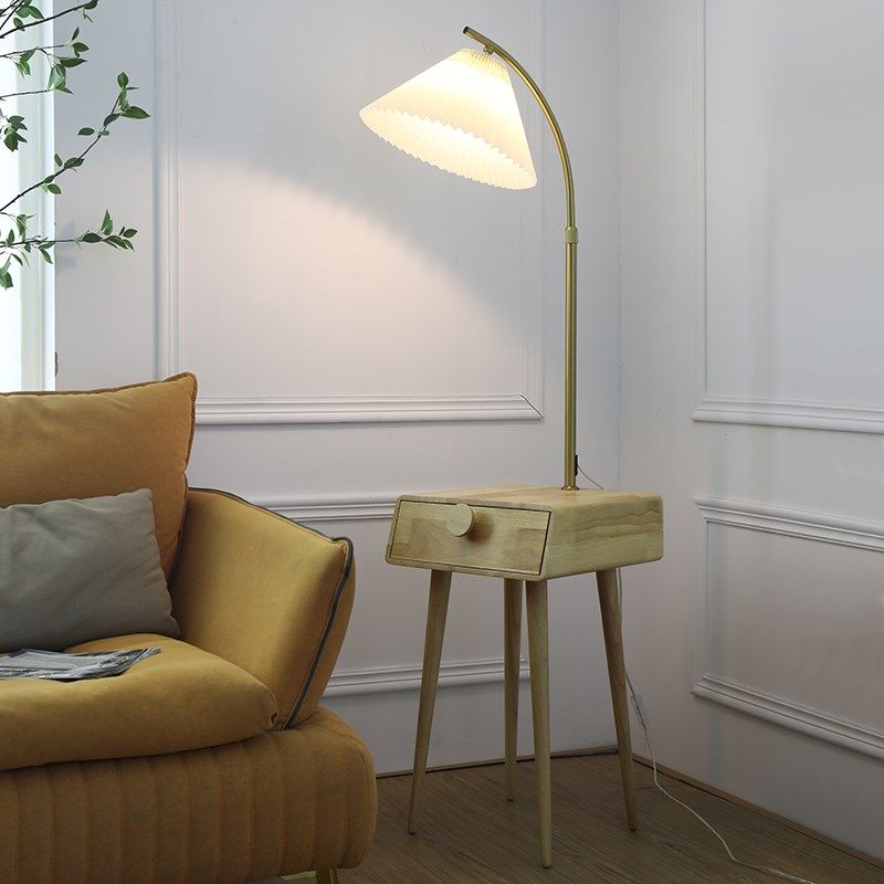 北欧创意客厅落地灯书房储物沙发茶几灯卧室实木极简日式抽屉台灯