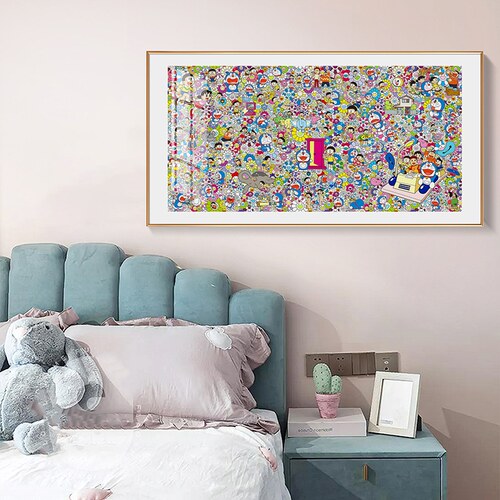 网红挂画温馨横幅感儿童房主E人房卧室版画装饰画床头墙
