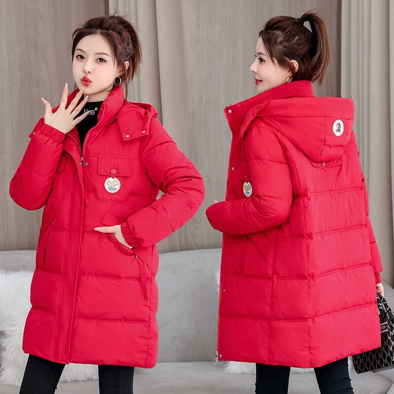 整张棉冬季新款羽绒棉衣女中长款流行棉服宽松显瘦洋气棉袄外套女