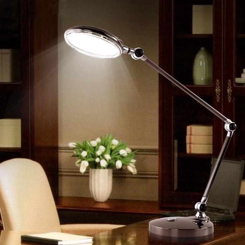 可led书房办公室折叠金属台灯商务学习工作办公调光台灯办公台灯