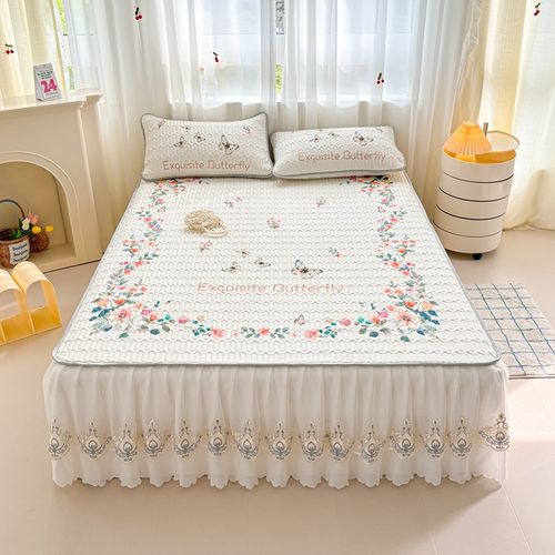 大版乳胶凉席三件套床裙款可机洗冰丝席床罩空调软席子