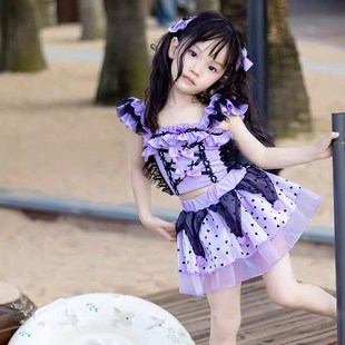 女童泳衣套装夏季新款儿童卡通可爱库洛米分体式泳装海边度假专用