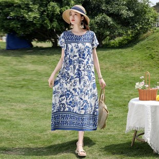 2025夏季流行单品新款碎花高端棉绸连衣裙漂亮裙子出片穿搭显瘦