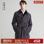 帅气韩版 秋季 风衣中长款 高级感垂顺男士 青年潮流系带轻熟外套 新款