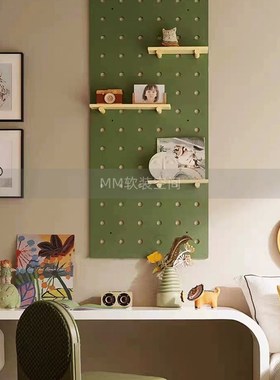 现代简约样板房绿色系儿童房书桌摆件男孩房女孩R房装饰画创意组