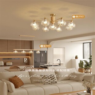 湖光原木风吊灯玻l璃餐厅主灯艺术护眼日式奶油餐桌吧台饭厅小户