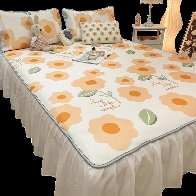 儿童夏季床裙冰丝凉席三件套家用可水洗折叠空调软垫子夏天带裙边,床上用品,冰丝席,淘宝优惠券,粉丝福利购,淘宝优惠卷