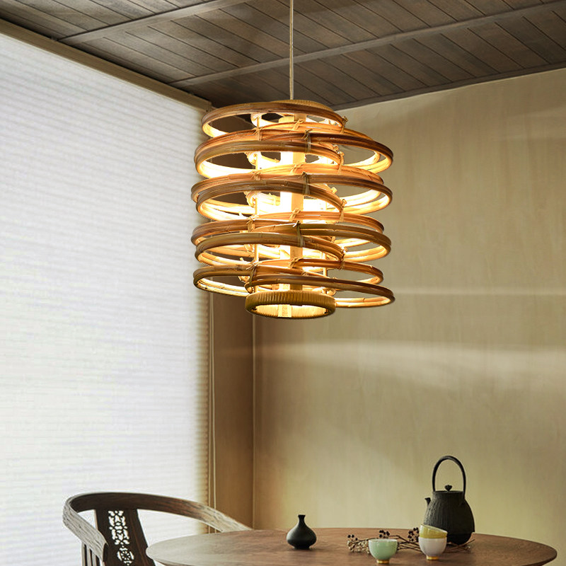 藤编灯日式个性饭厅餐厅藤艺吊灯中式床头灯禅意餐桌灯具现代简约