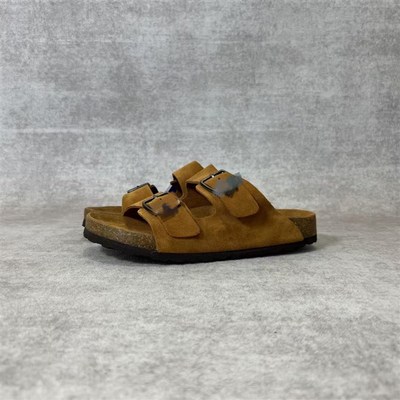 不退换 真皮女款磨砂双排扣脖肯鞋厚底时尚外穿凉拖鞋