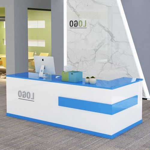 转角烤漆前台桌公司接待台现代简约培训吧台服装柜台奶茶店收银台