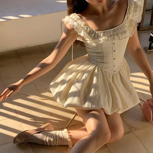 小丽泡泡奶芙法式公主连衣裙夏小个子洋气减龄收腰蓬蓬短裙