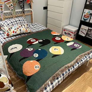桌球潮流西海岸沙发毯单人沙发巾挂毯工作K室工装海报针织休闲毯