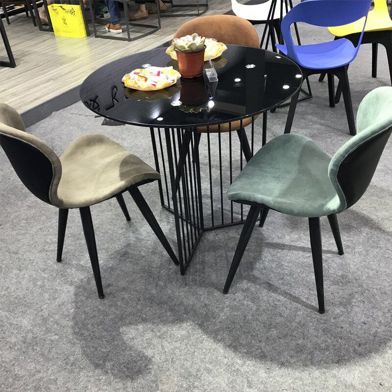 奶茶店桌子 商务洽谈接待室会议桌桌钢化玻璃面休闲阳台桌椅 组合