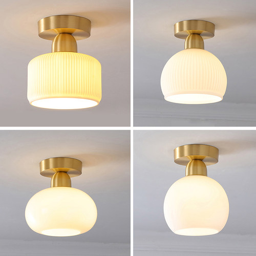 北欧全铜过道走廊灯现代简约个性创意阳台灯玄关门厅衣帽间吸顶灯