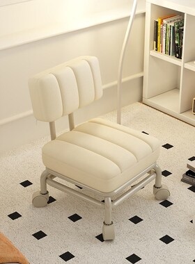 万向轮小凳子滑轮矮凳家用带娃带轮圆板凳客厅换鞋凳儿童靠背椅子