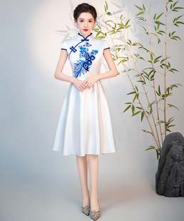 高中学生大合唱演出服礼仪小姐颁奖礼服主持人迎宾接待中式旗袍裙