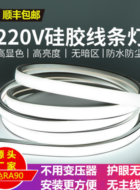 220v硅胶灯带led柔性线型灯嵌入式条形软灯条明装防水线形灯槽