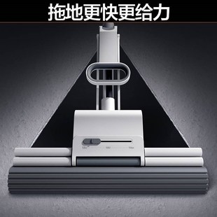 海绵拖把家用一拖大号吸水地拖滚轮式 胶棉大号拖布免手洗净