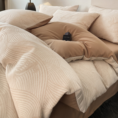 A类双层纱全棉四件套24新款纯棉轻奢高级感床Q上用品裸睡被套床单