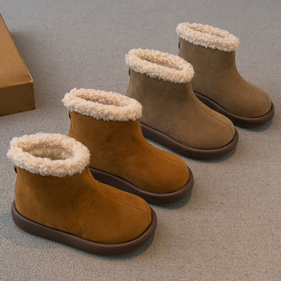 子女童靴子加绒加厚大棉鞋 男童鞋 短靴保暖潮 新款 儿童棉靴2023冬季