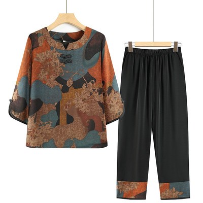 闰月送妈妈实用礼物母亲节夏季天两件套装衣服中老年人奶奶女休闲