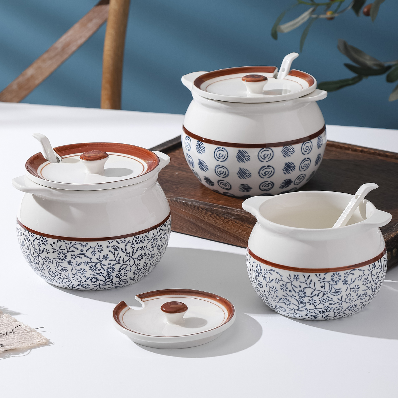 陶瓷猪油罐家用耐高温带盖勺辣椒油罐厨房调味Q罐大容量油泼辣子