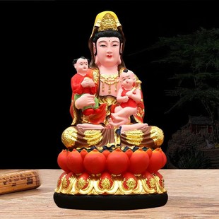 送子观音佛像12寸树脂龙凤胎求子娘娘家用供奉观音菩萨注生娘娘