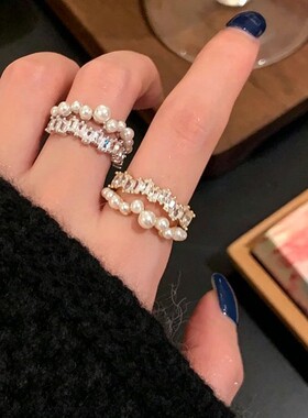 星河璀璨满天星珍珠双层戒指高级