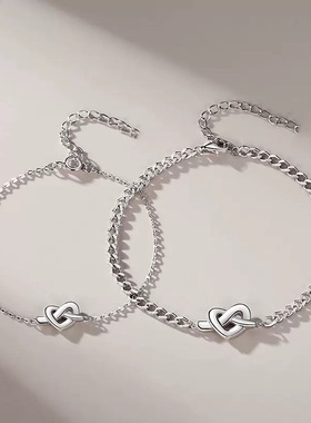 爱心交织情侣手链同心结ins冷淡