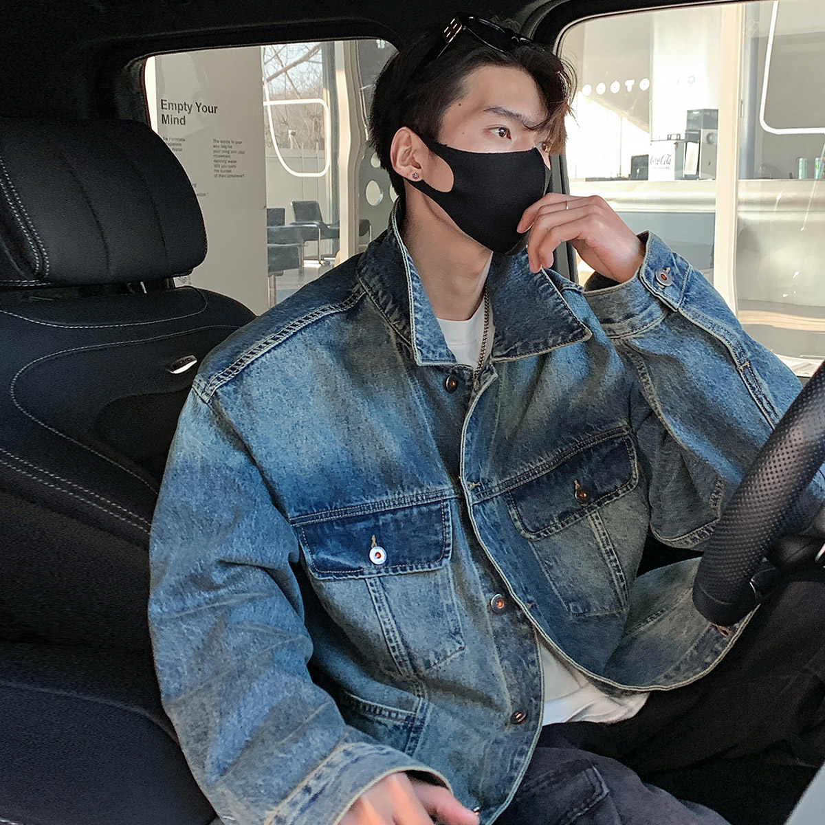 美式复古痞帅牛仔外套男