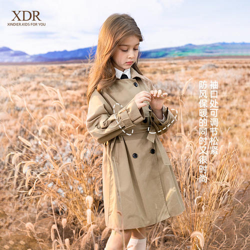 女童风衣纯棉秋装中大童