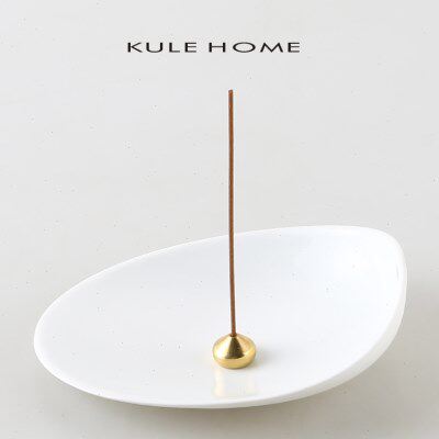 KULE HOME 白色陶瓷香插香座香薰摆件禅意线香座檀香托盘创意礼物