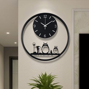 龙猫挂钟客厅时尚 饰挂表家用时钟 创意餐厅挂墙钟表现代简约艺术装