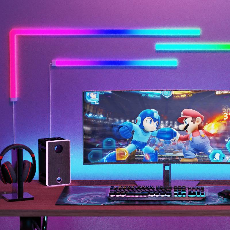 电竞面房拾间32837装饰氛围灯条音节奏电脑桌面墙背景布赛置rgb博