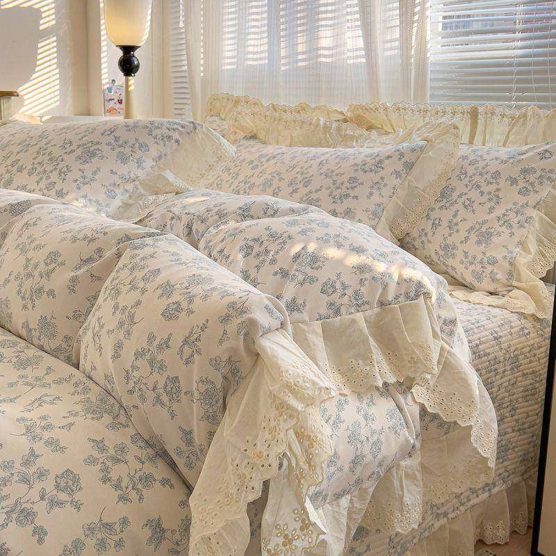 韩边版公主风加厚夹pxx10039棉床盖套四件套季花被套蕾丝边床罩三,床上用品,学生床品套件,淘宝优惠券,粉丝福利购,淘宝优惠卷