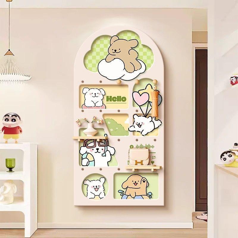 洞洞示板置物架创意墙卡通小狗入户玄关上挂板隔板纳架造型展9830