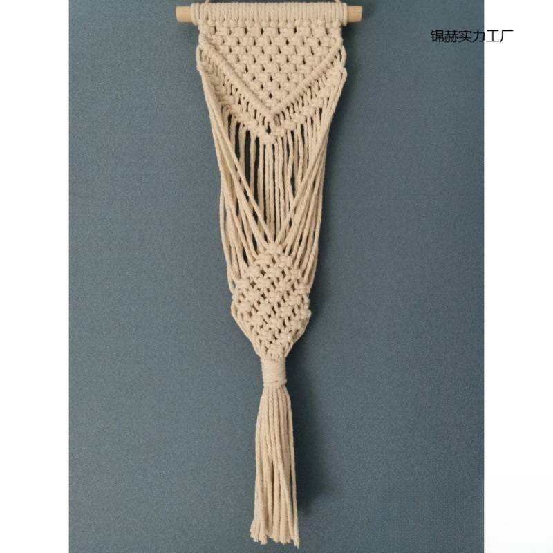 手工编织挂饰挂墙装饰品棉绳挂毯网兜花篮民宿客厅卧室干花束新款