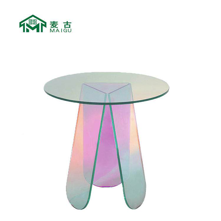 GLAS渐ITA师LIA亚头克CJ-240力神仙炫彩玻璃床柜边几设计变茶几