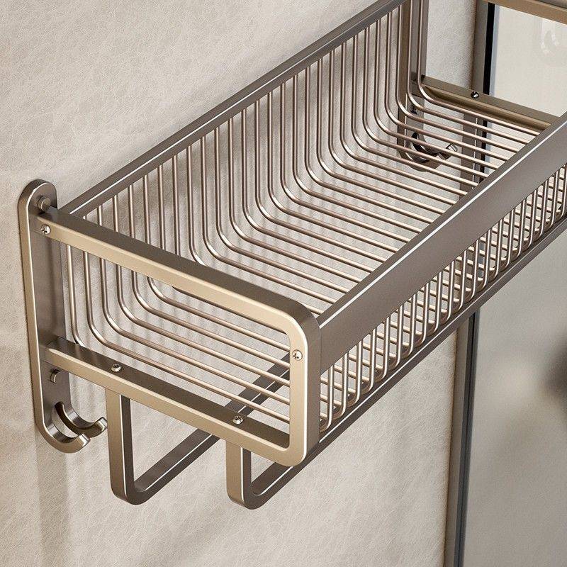 6wp太空铝浴室毛巾架免打孔厕所卫生间置物架衣服收纳壁挂式洗手