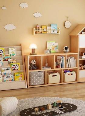 家用书架落具地置物架FSY一体靠墙矮柜自由组合爆格子柜玩款收纳