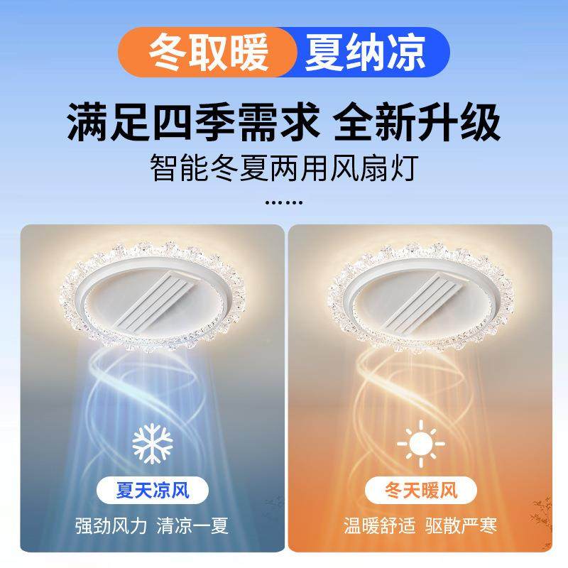 灯现代简约客厅顶灯冷暖25两用无吸叶风扇全光谱智能音卧室书语房