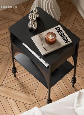 卧物室置头柜小户型沙发床边几家用新款简约黑色窄边柜复TH05古个