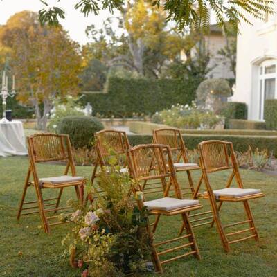 厂家直棕色销户外便携折叠竹椅传统椅餐椅复婚古会宴礼户子外折叠