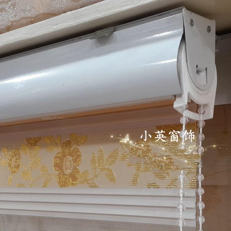 提花纱帘厚双层皱半遮光门帘柔透气窗加帘厨房纱百叶窗窗可737定