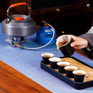 水炉野外外泡茶备 带烧装 户20234100露营旅行茶壶具套装 煮茶便携式