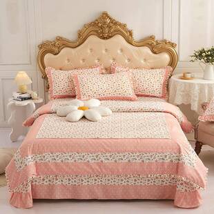 田园韩版小花坤诵实力碎四件加厚欧彩亲肤棉双人.床三件棉套被套