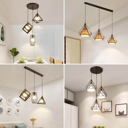 led北欧餐厅吊灯现代简约创意个性餐吊灯三头饭厅餐桌吊灯具