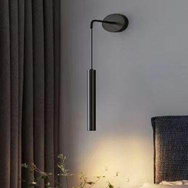 现代轻奢全铜极简长条圆柱新款设计师氛围灯卧室书房床头灯壁灯