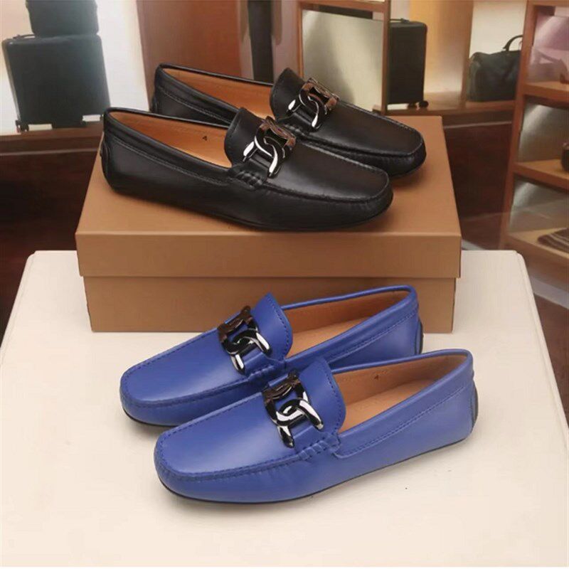 新款2022大小码真皮休闲皮鞋流行时尚豆豆鞋懒人鞋低帮35 36 37