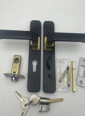 黑色卫生间门锁带k钥匙单舌厕所执手锁卫浴厨房把手110孔距加厚